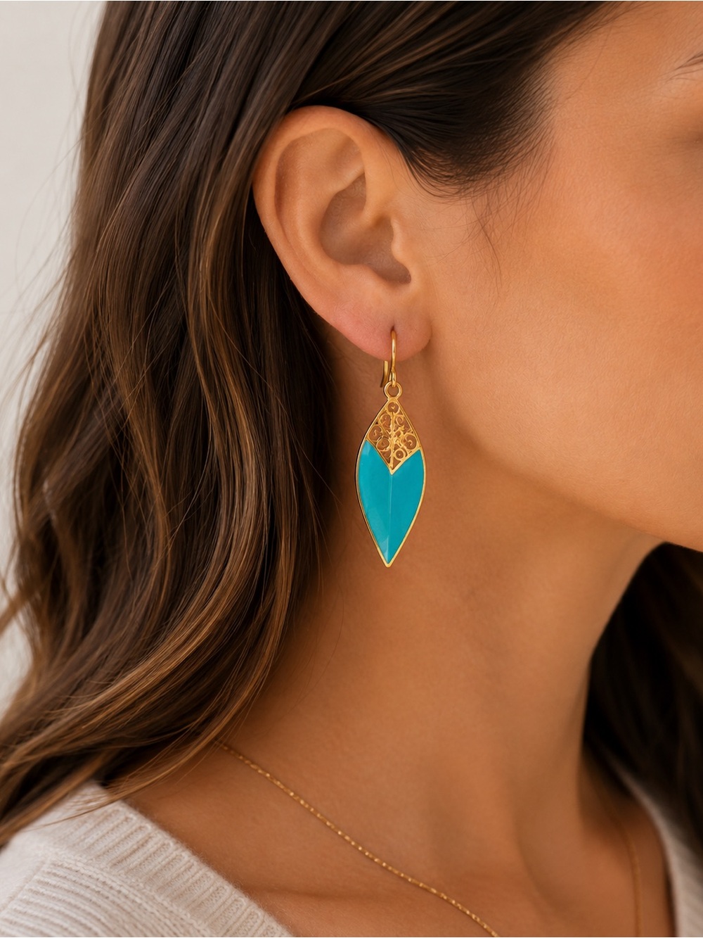 🔹 Berébi Turquoise Blue Enamel Drop Earrings